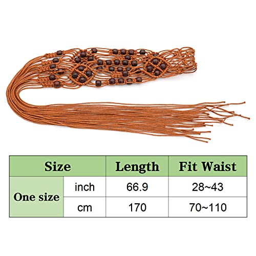 Suyi Boho Braid Belt For Women Bohemian Woven Waist Belts For Dress Beads 170Cm Brown 2 #TOP6
