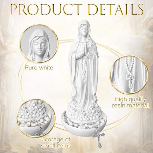 Estatua religiosa artesanal Virgen María blanca miniatura 4
