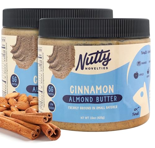 Nutty Novelties Gourmet Cinnamon Almond Butter for Toast, Smoothies, and Baking - High Protein & Healthy, Keto & Paleo Friendly - Non-GMO, No Artificial Ingredients - Creamy Nut Butter - 15 x 2 Ounces