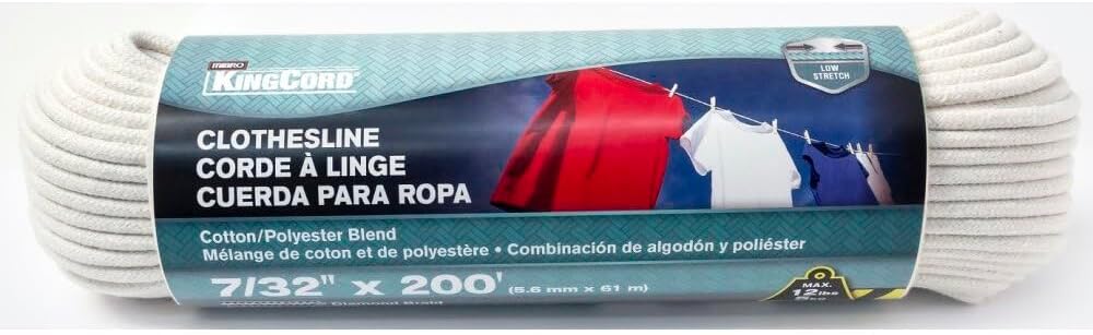 Mibro KingCord 7/32" x 200' Cotton/Poly Diamond Braid Clothesline