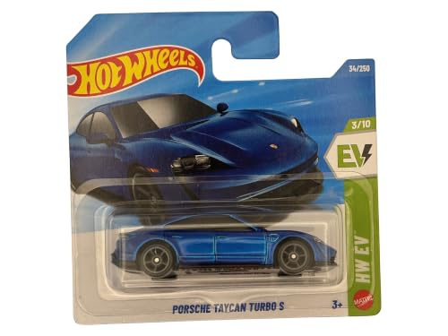 Porsche Taycan Turbo S Hot Wheels JJL01 coche deportivo electrico azul en miniatura Mattel 2026