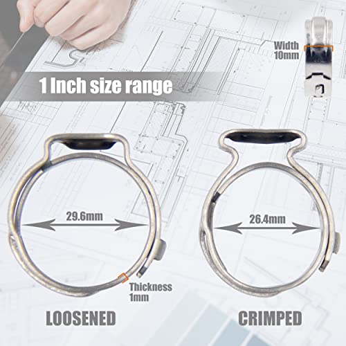 Anéis de fixação ISPINNER 50 peças de aço inoxidável PEX para tubos de PEX, 1 Inch