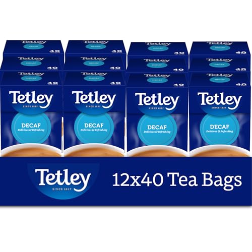 Tetley Everyday Original Decaf Black Tea Bags – Smooth Decaf Blend - Great for All Day Enjoyment - Rainforest Alliance Certified - Full-Flavoured and Refreshing - 480 Teabags (12x40 Pack)