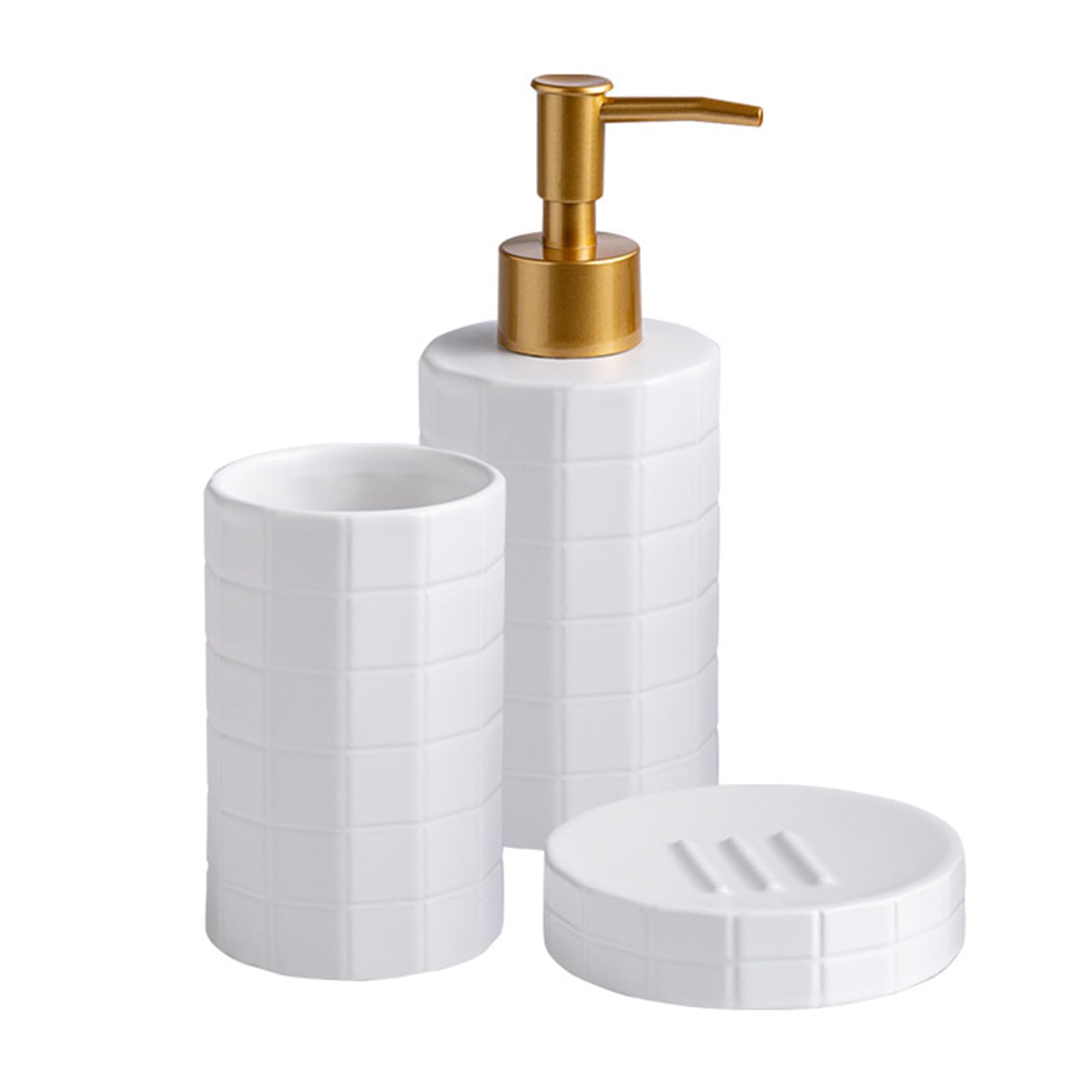 APGLSXY Ceramic Bathroom Set with NonSlip Base Toiletry Includes Soap Dispenser, Toothbrush Holder for Modern Bathrooms Porcelain Soap Dispenser