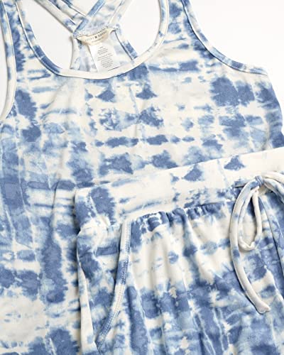 Lucky Brand Women's Pajama Set - 2 Piece Cross Back Tank Top And Sleep Shorts (S-Xl), Size Small, Blue Tie Dye #TOP3