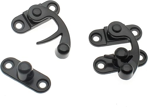 Miniatura 2 de Paquete de 4 cierres de gancho antiguo, cierre de bloqueo oscilante de aleación de zinc con tornillos de montaje para joyero, gabinete, caja de