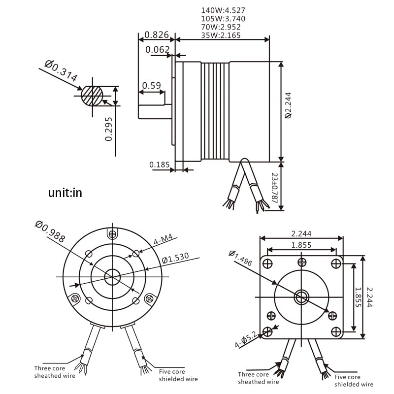 57 BLDC 3000RPM Brushless DC Motor 35W 24V Low Noise BLDC Motor with Hall-Sensor (35W Motor)