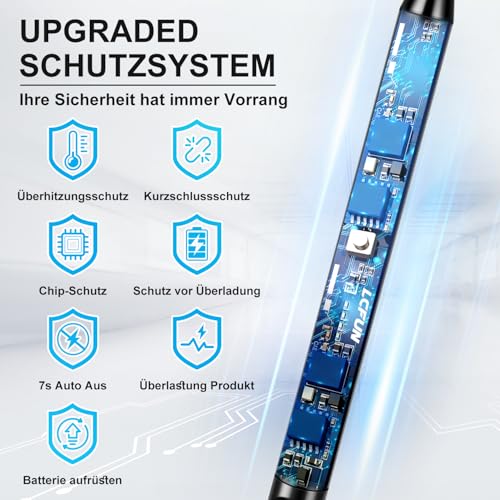 LcFun Stabfeuerzeug, Lichtbogen Feuerzeug Elektrisch, Elektrisches Feuerzeug Lang Winddicht USB Feuerzeuge für Küche Camping Feuerwerk (Schwarz)