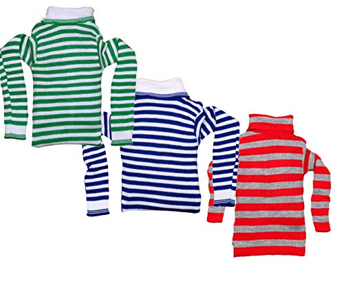 Image of IndiWeaves Girls Wool Warm High Neck Full Sleeves Skivvy Sweater for Winter Pack of 3 (Green::Blue::Gray)