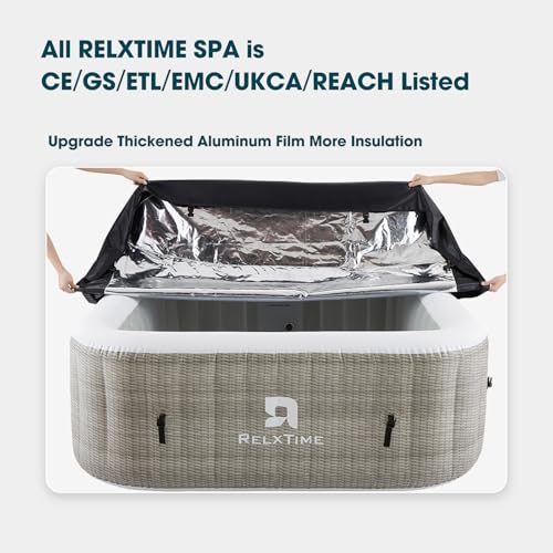image for RELXTIME Square Hot Tub Inflatable Spa 4 to 6 Person Portable Hottub O