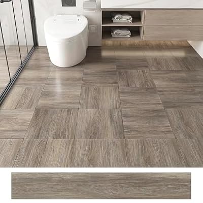 Decotalk Light Wood Peel and Stick Floor Tiles - 36 PCS Flooring Peel and Stick Waterproof 6x36 Inch Wood Vinyl Floors Planks Bathroom Floor Tiles Bathroom Floors Tile Adhesive Vinyl Flooring