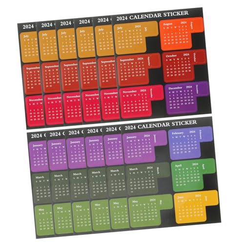 ZUNOXAZ 12枚 年用カレンダーステッカー シンプルデザイン製オフィス用マンスリースケジュール貼ってはがせる便利付箋 大人向けノート飾り