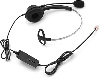 SUNDELY IP Office Phone Headset Earpiece RJ9 for Alcatel Avaya BT Converse Paragon Cisco Grandstream Mitel NEC Panasonic Polycom Snom Yealink Volume Control Adjustable Mic Monaural Noise Cancelling