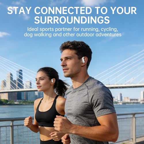 TANALAZ i70 Open-Ear Headphones, Bluetooth 6.0 Wireless Earbuds with Secure Ear Hooks, IPX5 Sweatproof for Gym & Running, Crystal-Clear Calls, Lightweight Comfort for Workouts & Fitness (Gray) — view 3