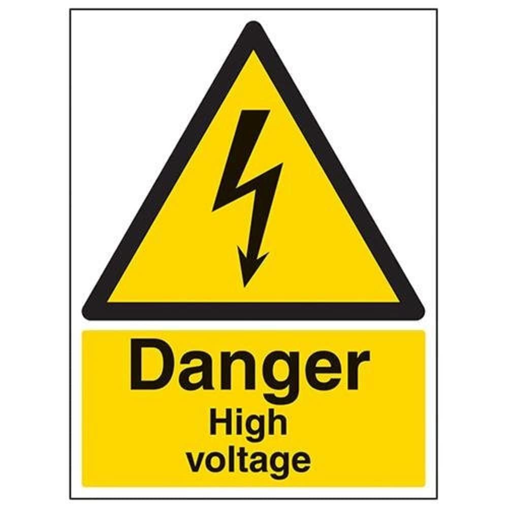 V Safety Danger High Voltage Warning Sign - 300mm x 400mm - Self Adhesive Vinyl