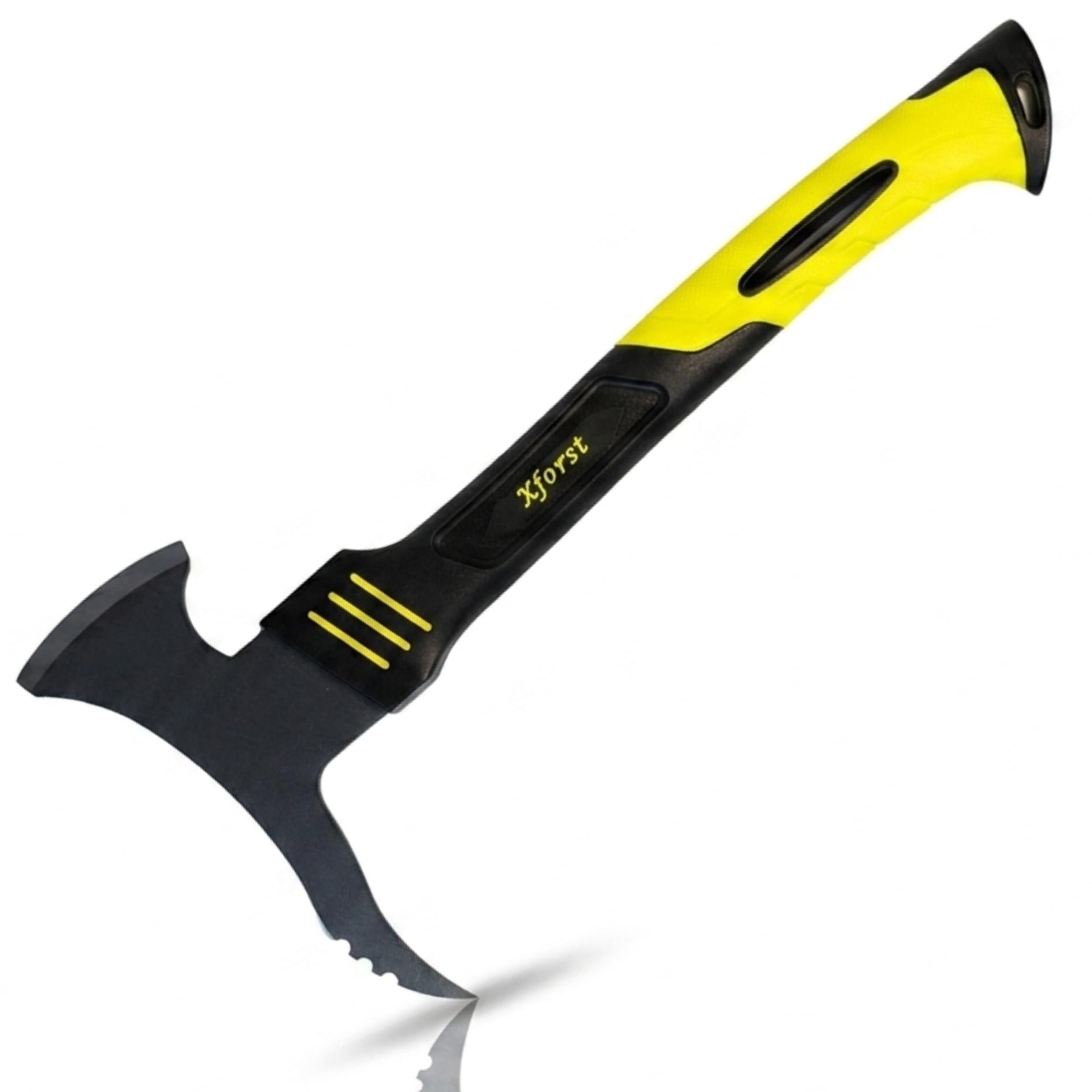 Xforst Sapie à Main 46 cm Bûcheron avec Lame de Coupe – Sappie Forestier Manche Fibre Verre Gommé, Tête Acier Carbone Forgé Dentelée, Œillet de Suspension pour Bûches & Branches – X-DB36