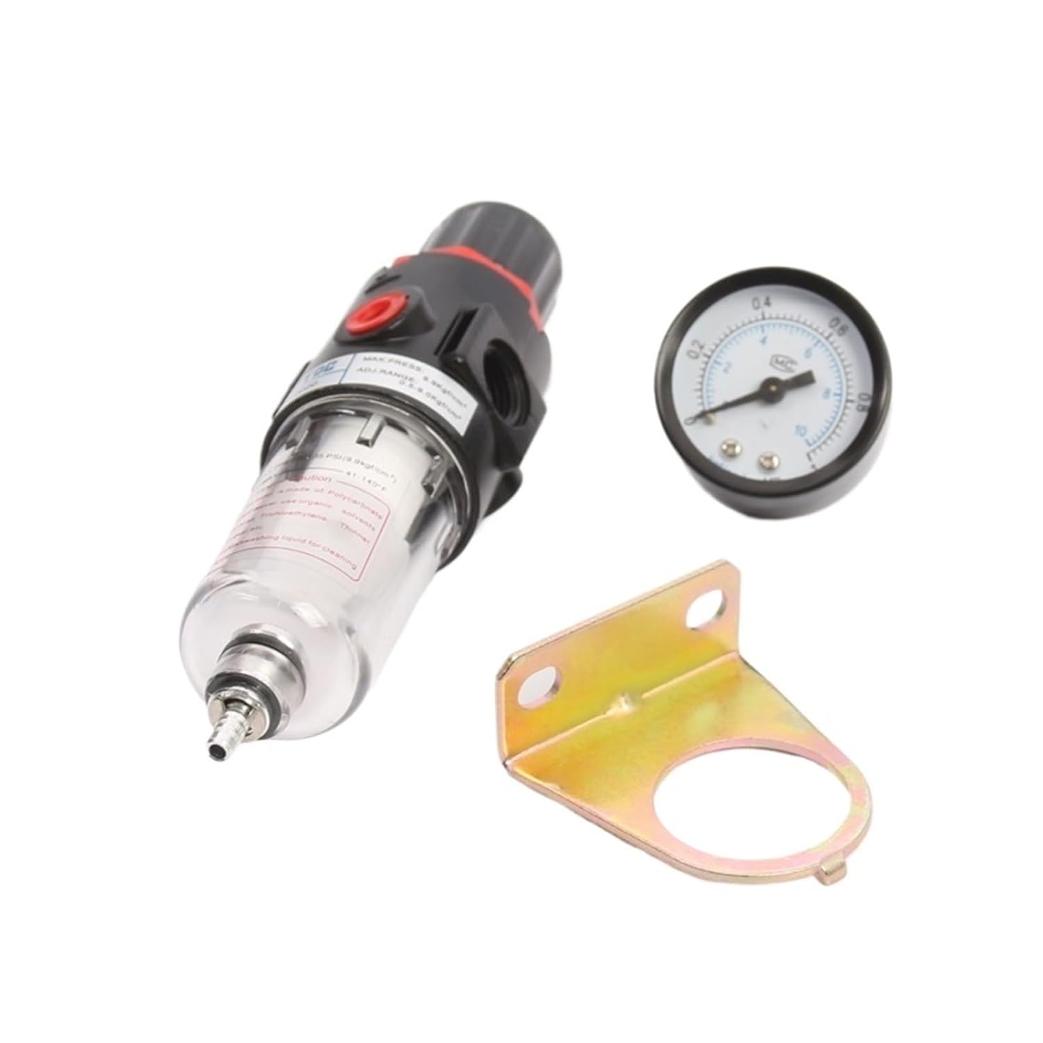 AFR-2000 1/4'' Air Filter Regulator Compressor Pressure Oil Water Separation Gauge Outfit with PC Connector(AFR2000 PC10)