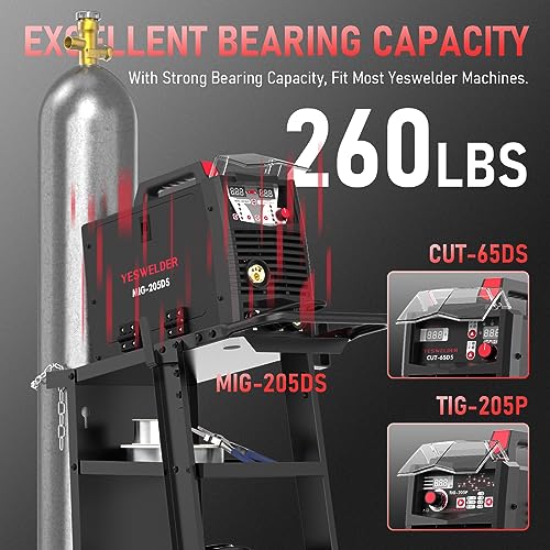 Image of YESWELDER Welding Cart for TIG MIG Welder and Plasma Cutter, Tilt-Table Large Storage 360 Rolling Welding Trolley