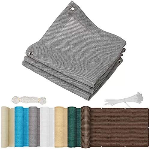 Voile d'ombrage en polyéthylène haute densité - 3,8 x 5,5 m - Opaque - Protection UV - Pour jardin, terrasse, pelouse, événements en plein air, fête - Gris - Durable - Pour clôture et intimité