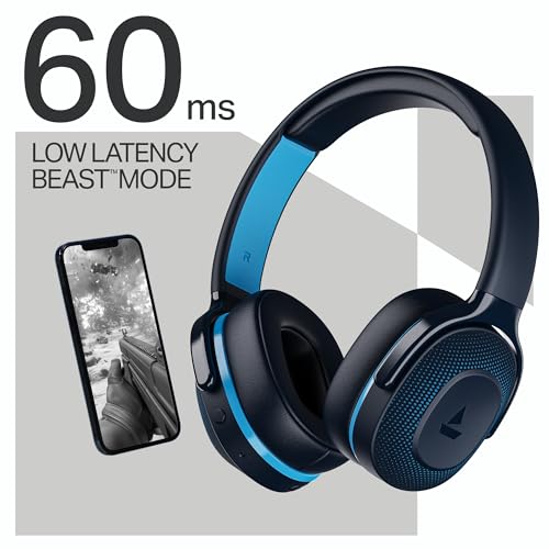 Image of Boat Rockerz 413, 60H Battery, 40Mm Drivers, Dual Pair,ENx Tech, Low Latency, Stream Ad Free Music via App Support, Bluetooth Headphones, Wireless Over Ear Headphone with Mic (Oceana Blue)