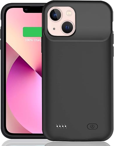 Funda de batería para iPhone 13, 7000 mAh ultradelgada, recargable, portátil, funda protectora de carga extendida, compatible con iPhone 13 (6.1