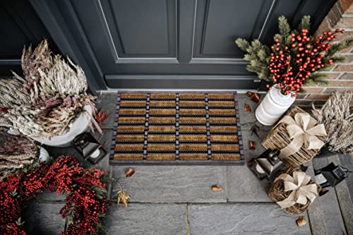 Hanse Home Brushes Fußmatte Kokos und Gummi 40x60cm – rutschfeste Schmutzfangmatte für Innen und Außen, Fußabtreter mit Kokosbürsten Türmatte Wetterfest Schmutzabtreter Outdoor – Schwarz Natur