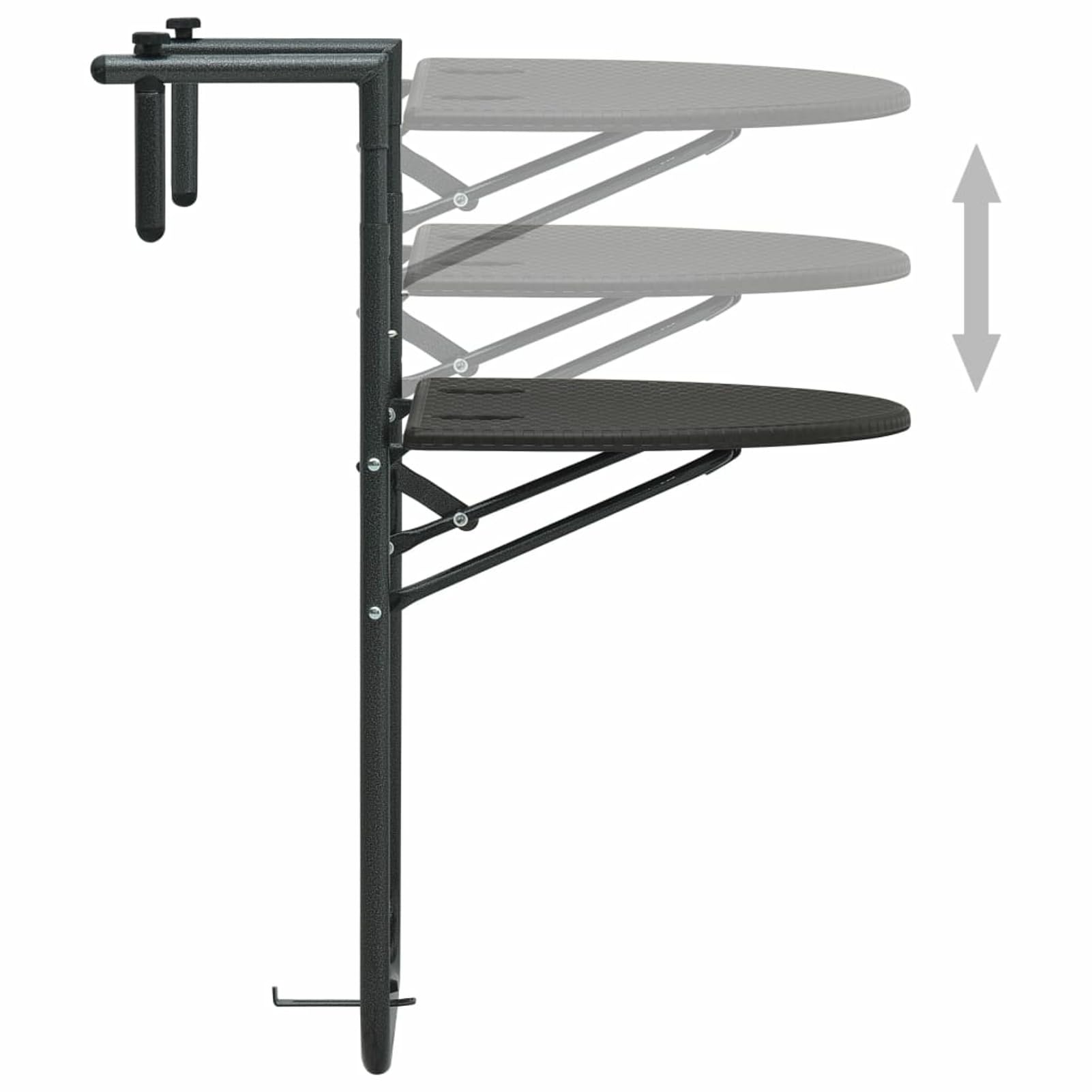 Tavolo da Balcone Pensile Marrone 60x64x83,5cm Plastica Rattan,Tavolino da Balcone Pieghevole, Tavolo da Appendere per Giardino, Terrazza, Cortile, Tavolino da Esterno