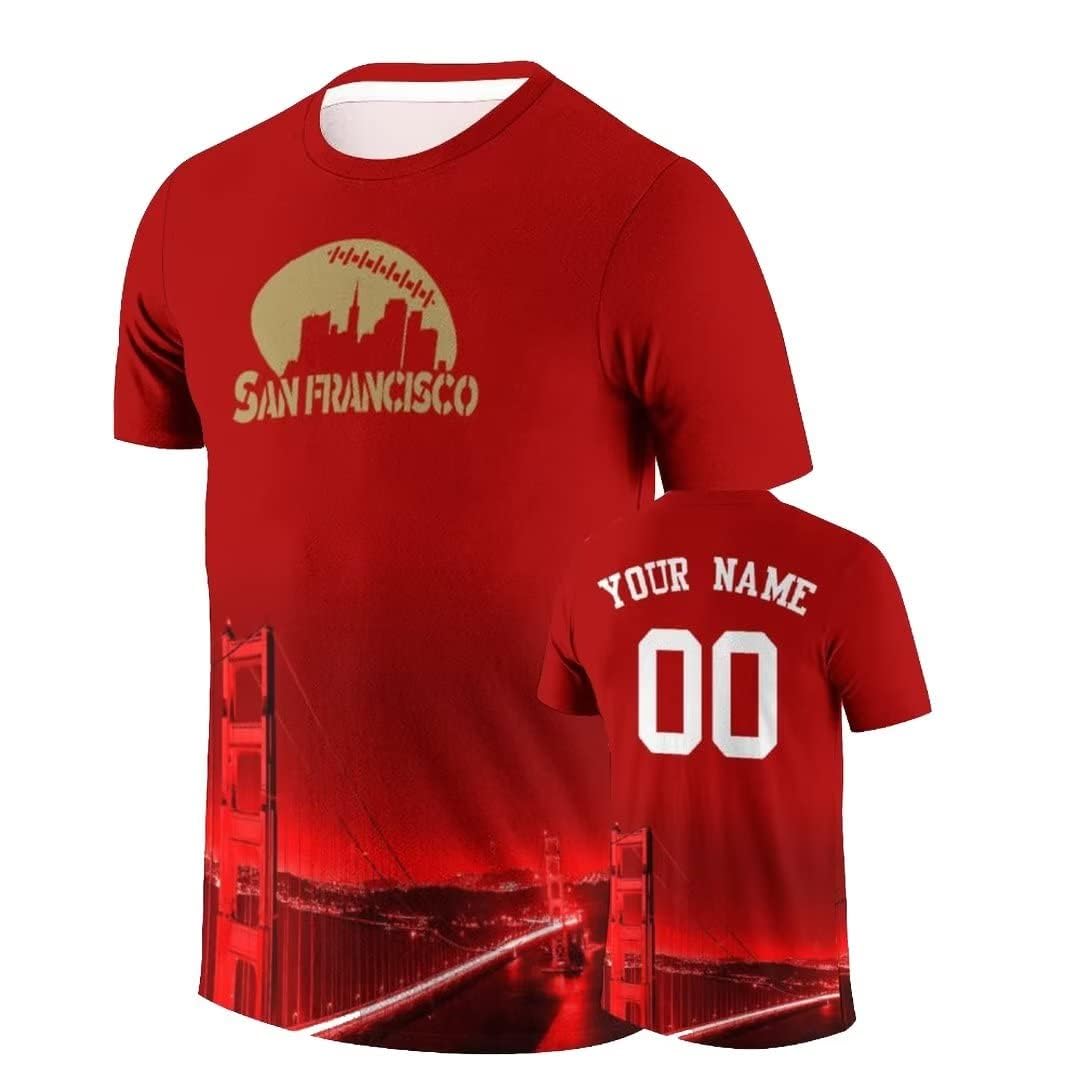 Custom Football City Night Skyline T-Shirt Personalized Shirts Add Your Name & Number Fan Gifts for Men Women Youth