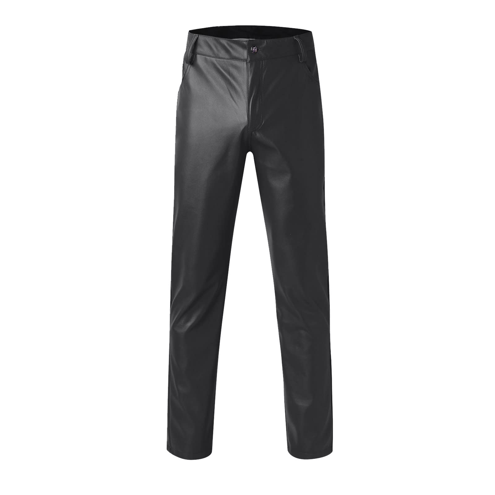 2026 Pantalones de cuero de corte estrecho para hombre Leggings color elástico tendencia motocicleta pantalones de cuero