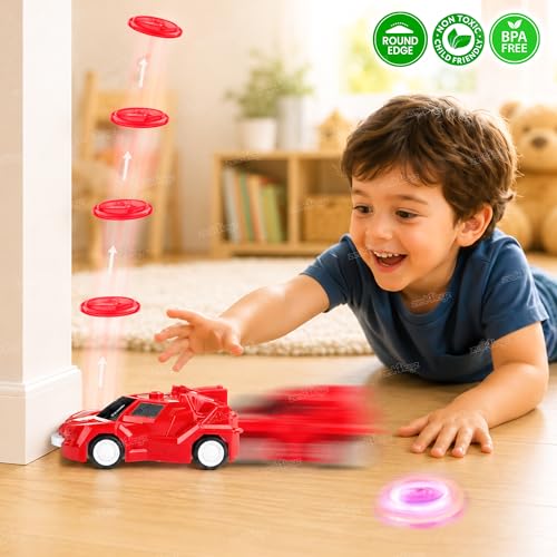 Image of Zest 4 Toyz Spin Master Duo Combo of Flying Wheels & Spinning Tops | Gyro Rotary Friction Car Toy for Kids 3+ Years with Spinning Top Flying Saucer Rotating Light Two Ways to Play Toy for Boys & Girls