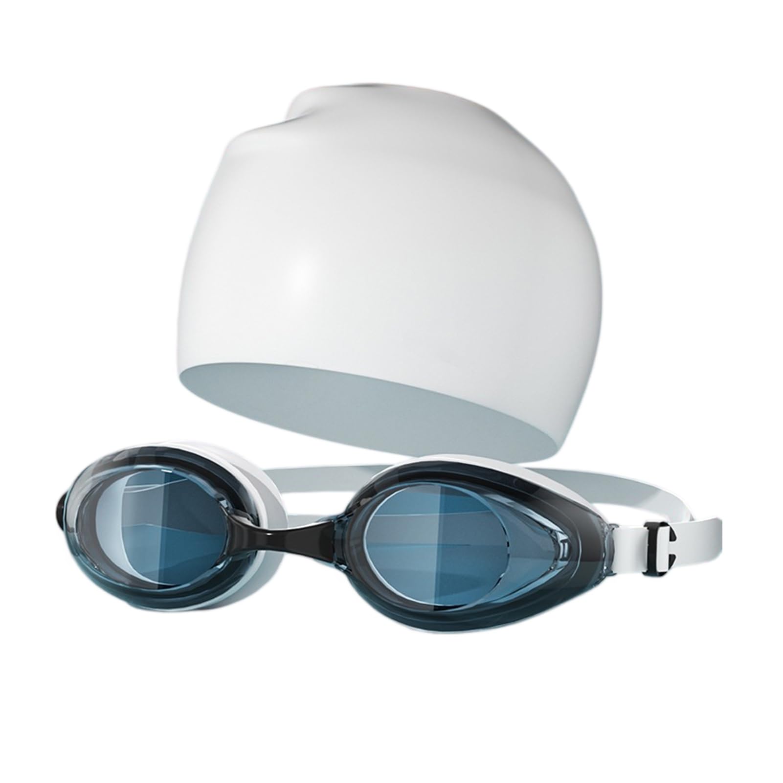 Adults Swim Goggles and Silicone Swim Cap Set, Anti Fog No Leak Swimming Goggles, Waterproof Swim Accessories for Men Women Pool Open Water Diving