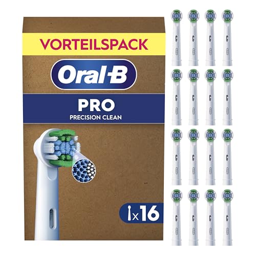 Oral-B Pro Aufsteckbürsten Precision Clean Weiß 16 Stück - Original Zahnbürstenaufsatz für Elektrische Zahnbürste Zahnreinigung Zahnbürstenköpfe mit X-Borsten Briefkastenfähige Verpackung