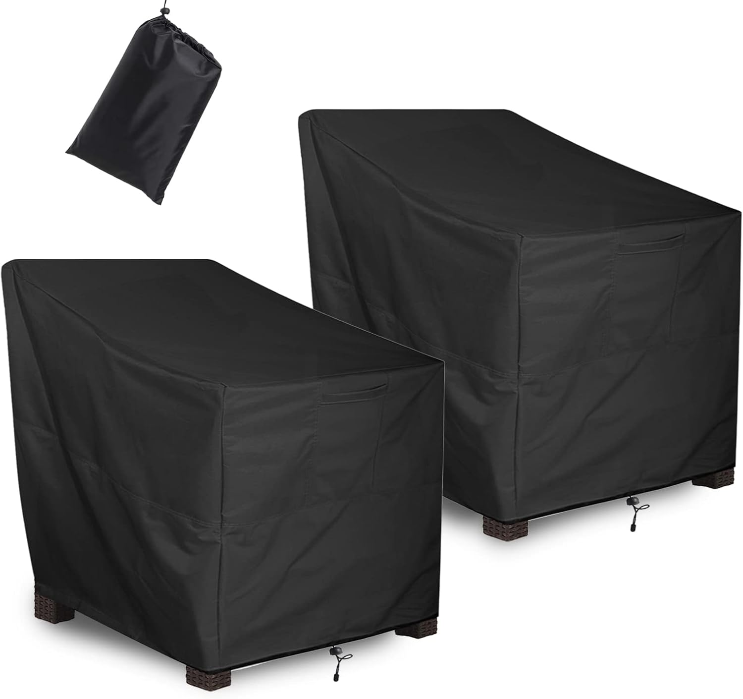 ALSTER Outdoor Chair Covers 2 Pack, Patio Chair Covers(32" L x 37" W x 36" H), Durable and Waterproof Black Furniture Covers for Lounge Deep Seat, Rain Snow Dust Wind-Proof