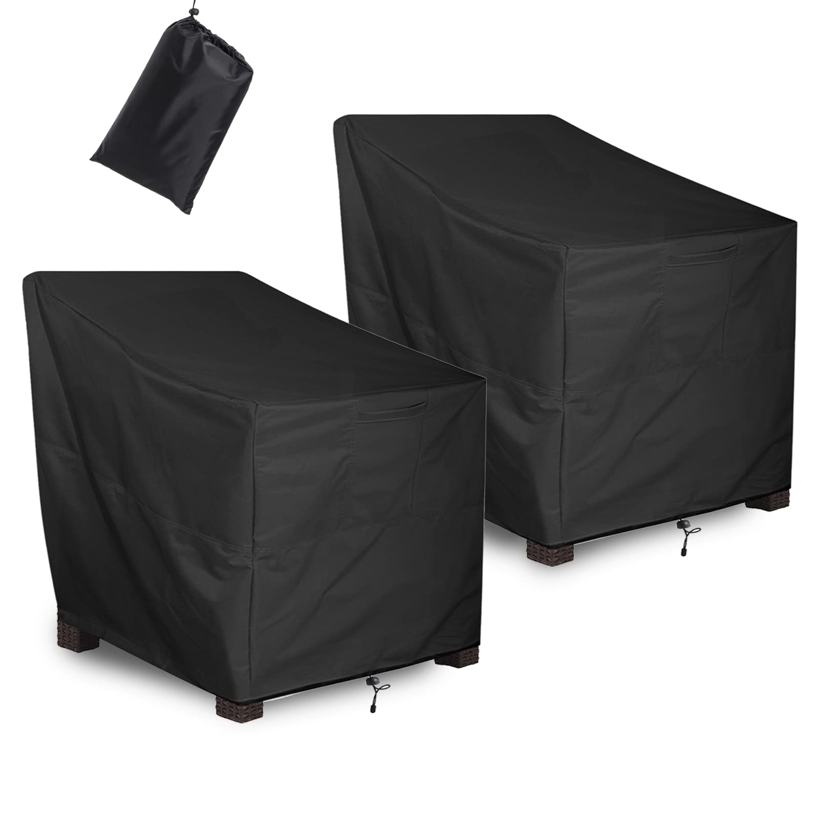 ALSTER Outdoor Chair Covers 2 Pack, Patio Chair Covers(32" L x 37" W x 36" H), Durable and Waterproof Black Furniture Covers for Lounge Deep Seat, Rain Snow Dust Wind-Proof
