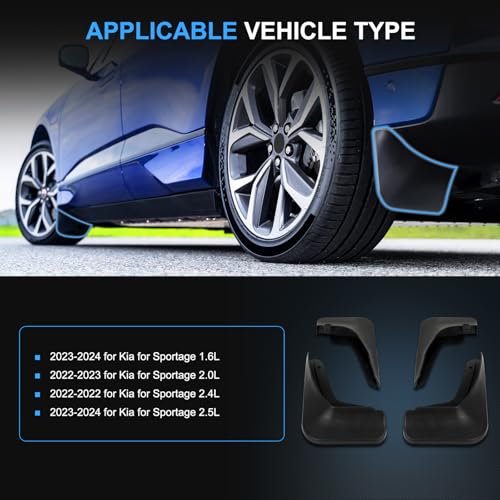 Image of ECCPP Mudguard Splash Guards Front & Rear 2023-2024 for Kia for Sportage 1.6L 2022-2023 for Kia for Sportage 2.0L Mud Flaps Set of 4 Flexible and Bendable Mud Flaps Splash
