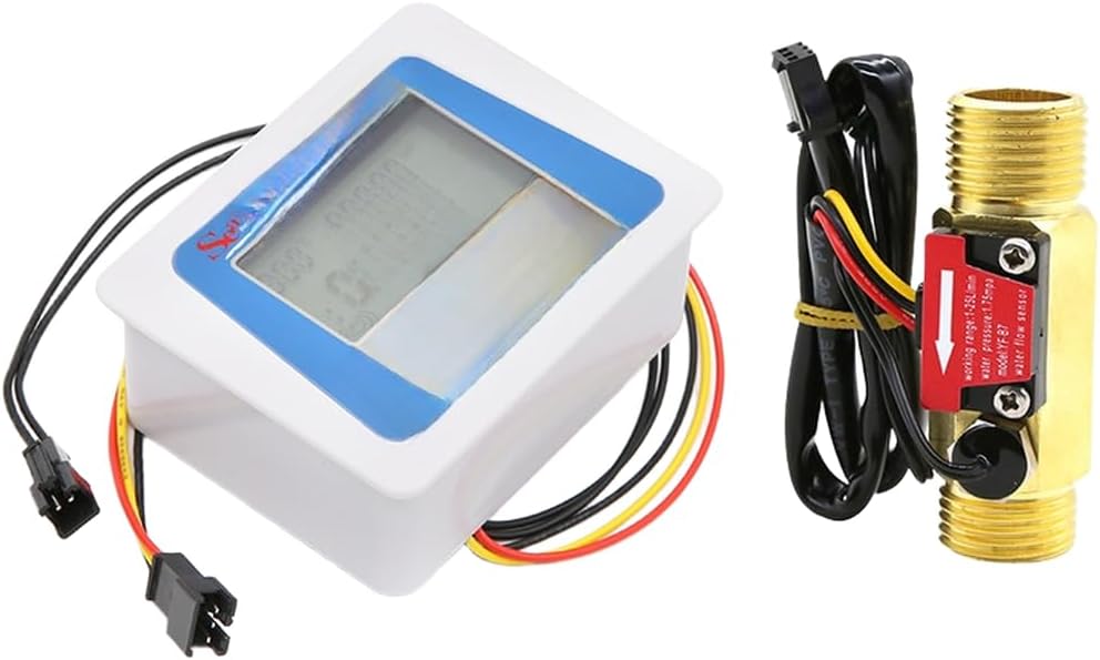 Digital Water Flow Meter, Low Power Battery-Powered Flow Sensor with LCD Display, 1–30 L/min Range, for Irrigation & Industrial Water Monitoring