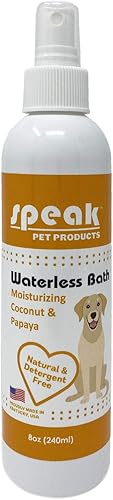 Spray de baño natural sin agua, papaya de coco hidratante, para perros, 8 onzas