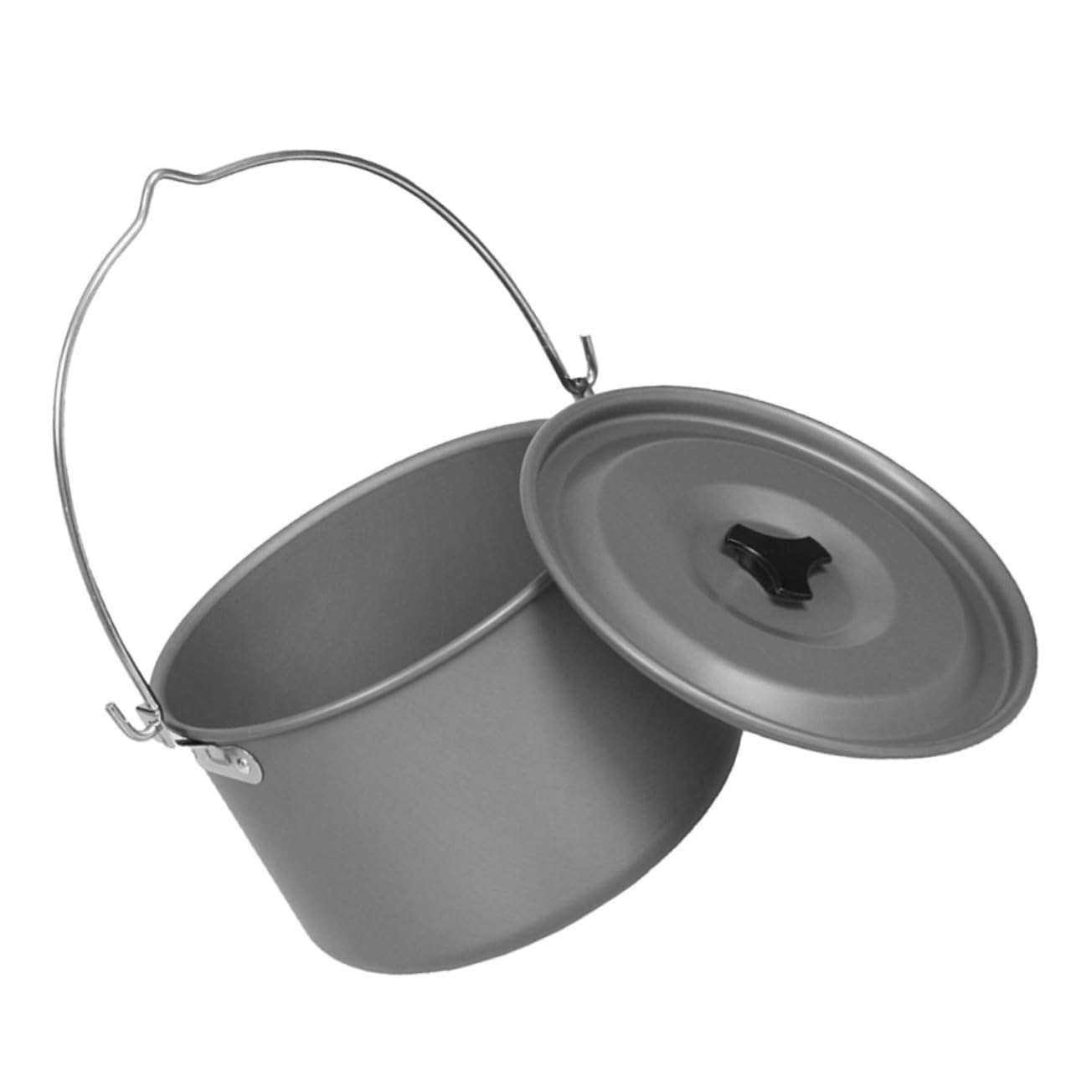 Happyyami Camping Cooking Pot Set Aluminum Hanging Pot Lid for Outdoor Cooking Hiking and Picnics