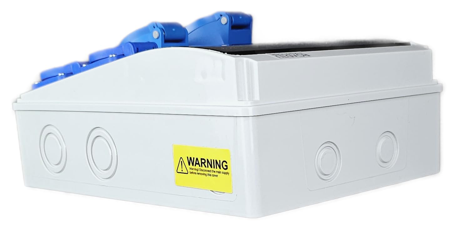 RoadEu - Stromverteiler 230V. Einphasig CEE 32A, 16A 3P Steckdose und 2x Schuko Steckdose mit Sicherungsautomat Steckdosenverteiler mit FI Schalter. Steckdosen integriert mit Sicherungskasten.
