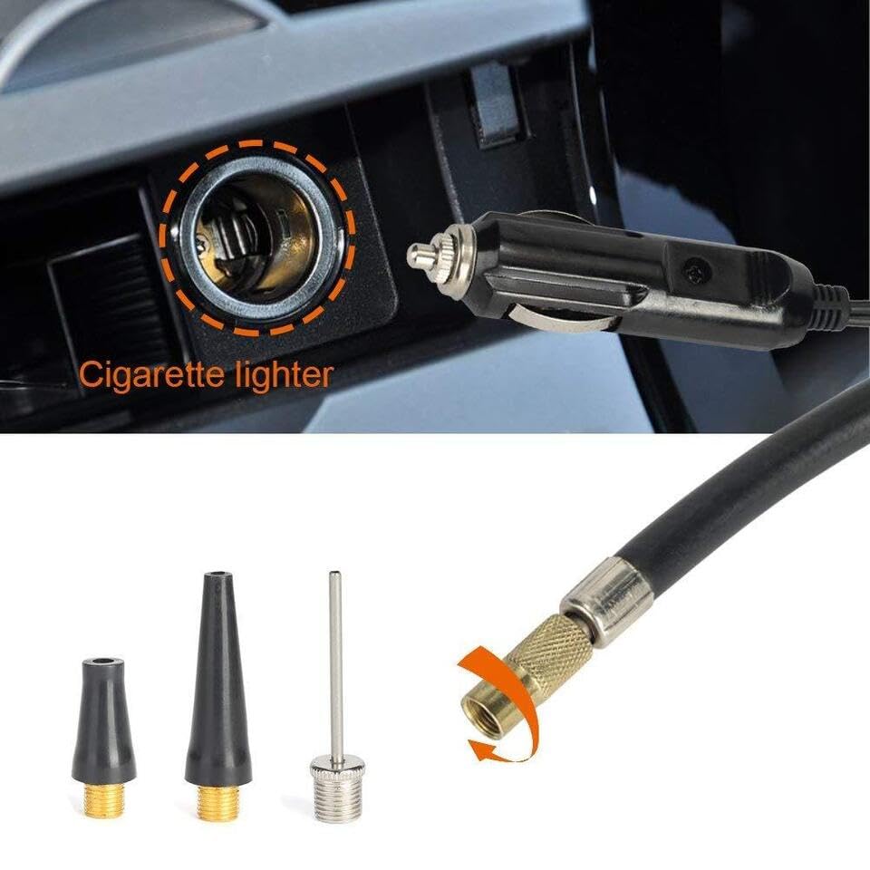 Image of EX Flat i7878 Heavy Duty Metal Electric Car Air Compressor with Pressure Gauge,12V DC Portable Tyre Inflator Air Pump for Car,Trucks,Bus, Bike, Auto & Van, Single Cylinder 150 PSI High Pressure