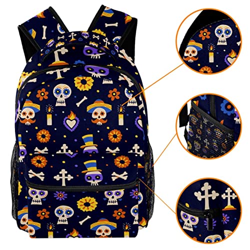 Sac à dos Jour des morts imprimé avec porte-bouteille intégré taille medium mixte