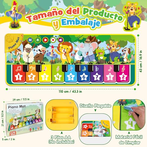 Miniatura 5 de Gralal Juguetes Niños 1 Año, Alfombra Musical Con 10 Sonidos De Animales Juguetes Regalo 1 2 Niños Niña Años, Piano Infantil Juegos Juguetes Montessori Educativos Sensoriales Bebe 1 Año