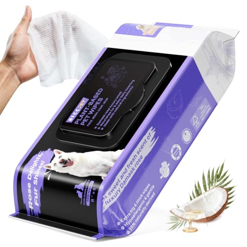 HICC PET Wipes for Dogs & Cats, Daily Pet Cleaning Wipes for Paws, Butt, Face & Fur, Waterless Grooming Wipes for Dogs, Cats & Horses, Soft Textured Pet Wipes, 100 Count