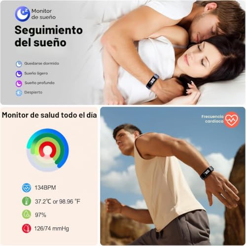Miniatura 3 de Septoui Smart Band Reloj Pulsera Actividad Frecuencia Cardíaca Spo2 Presión Arterial Sueño Calorías Ip68 Reloj Inteligente, 16 Modos Deportivos Reloj Podómetro Smartwatch Mujeres Hombres Niños