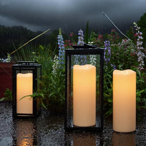 Image of GenSwin Outdoor Candles with Remote Timer for Lanterns, 2 Pack IP65 Waterproof Flameless Candles Battery Operated, LED Pillar Candles for Indoor Outdoor Lanterns, Long-Lasting(4 inch x 10 inch&4 inchx8 inch)