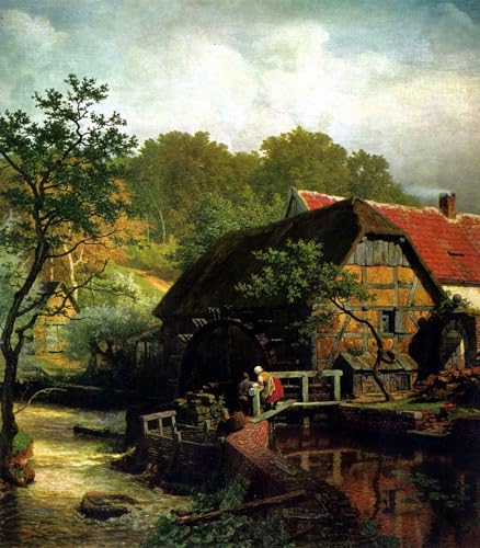 Peinture Westfälische Wassermühle Andreas Achenbach toile pour réchauffer un salon vide