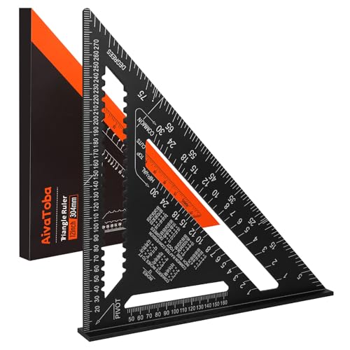 Zimmermannswinkel Set, Speed ​​Square Set, AivaToba 12 Zoll/300 mm Metrisches Dreieckslineal aus Aluminiumlegierung, Rechter Winkel Werkzeug zum Winkelmessen und Markieren.