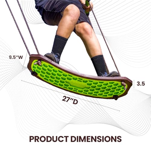 Swurfer Stand Up Tree Swing, Outdoor Swing for Adults, Kids - Durable, Weatherproof, Easy Installation, Adjustable Handles, Protective Rubber Edge, Swingset Outdoor, Outdoor Play, 200lbs, Age 6 and Up