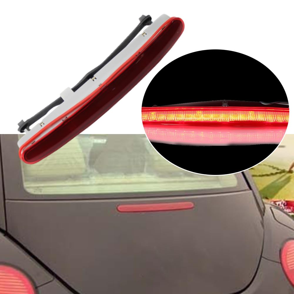 Riloer Luz trasera de freno de montaje alto Third, compatible con Volkswagen Beetle Sedán 1998-2010 1C0945097E 1C0 945 097 E 1C0945097A 1C0945097B, color rojo