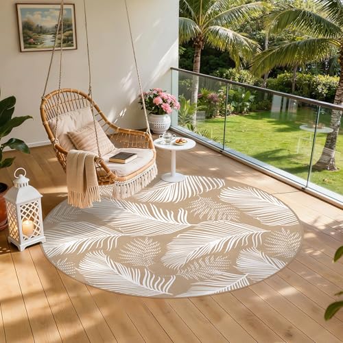 Pauwer Waterproof Outdoor Rug 8ft, Plastic Straw Patio Rug, Leaf Brown by Pauwer - Used condition - Image 6